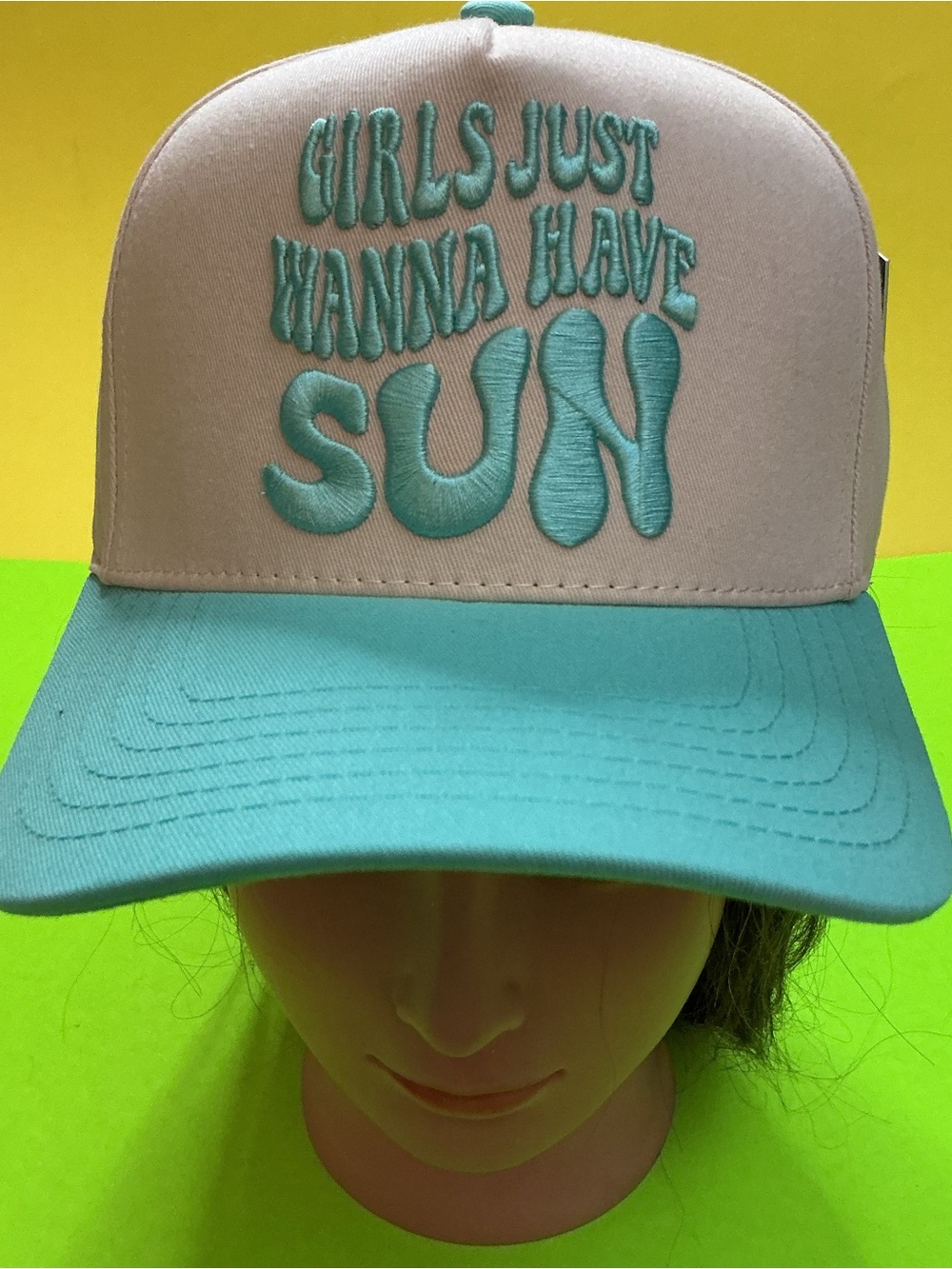 Girls Just Wanna Have Sun Cream and Teal Trucker Hat